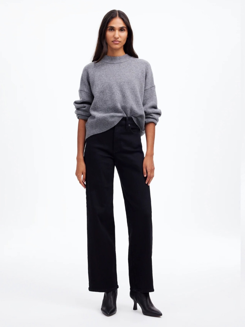 Madewell Women’s Black The Perfect Vintage Wide-Leg Jean